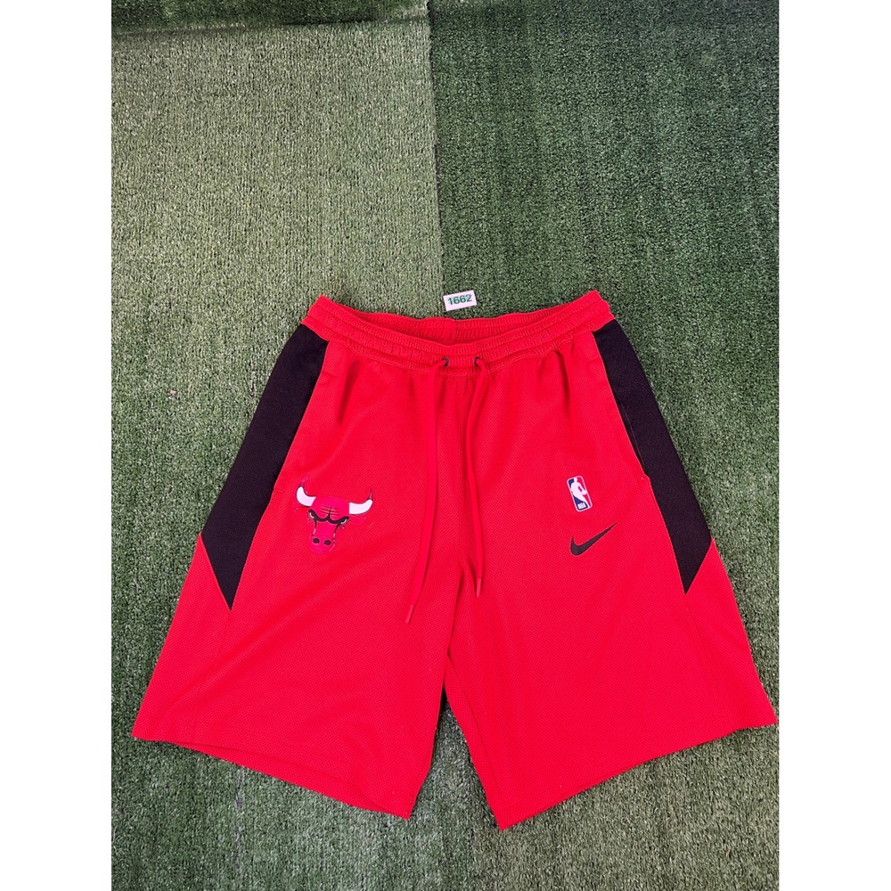 Nike Chicago Bulls NBA Dri-FIT Basketball Shorts Red Black Mens XL Zip Pockets